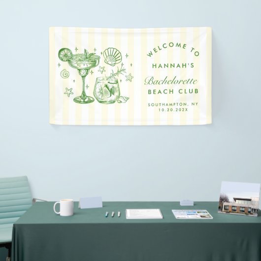 Retro Modern Green & Yellow Bachelorette Weekend Spandoek (Beurs)