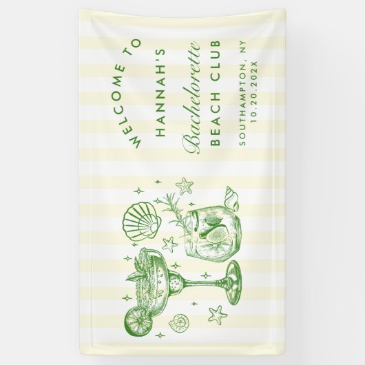 Retro Modern Green & Yellow Bachelorette Weekend Spandoek (Verticaal)