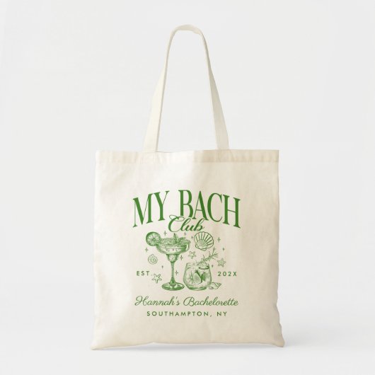 Retro Modern Green & Yellow Bachelorette Weekend Tote Bag (Voorkant)