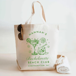 Retro Modern Green & Yellow Bachelorette Weekend Tote Bag