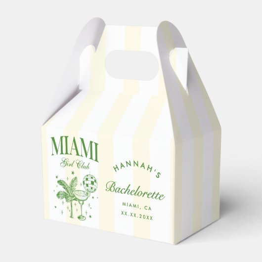 Retro Modern Green & Yellow Miami Bach Party Bedankdoosjes (Voorkant Zijde)
