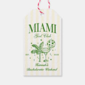 Retro Modern Green & Yellow Miami Bach Party Cadeaulabel (Achterkant)