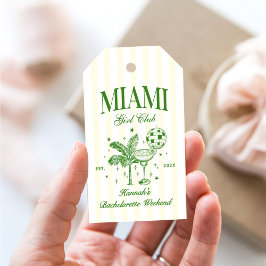 Retro Modern Green & Yellow Miami Bach Party Cadeaulabel