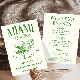 Retro Modern Green & Yellow Miami Bach Party Kaart