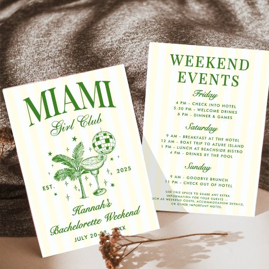Retro Modern Green & Yellow Miami Bach Party Kaart