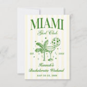 Retro Modern Green & Yellow Miami Bach Party Kaart (Voorkant)