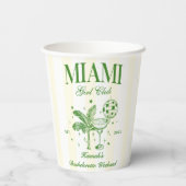 Retro Modern Green & Yellow Miami Bach Party Papieren Bekers (Achterkant)