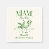 Retro Modern Green & Yellow Miami Bach Party Servet (Voorkant)