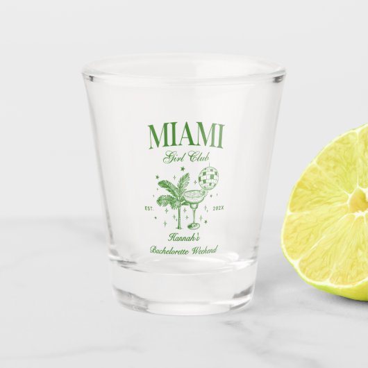 Retro Modern Green & Yellow Miami Bach Party Shot Glas (Voorkant)