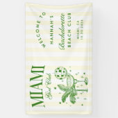 Retro Modern Green & Yellow Miami Bach Party Spandoek (Verticaal)