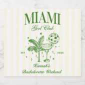 Retro Modern Green & Yellow Miami Bach Party Sparkling Wijnetiket (Enkel label)