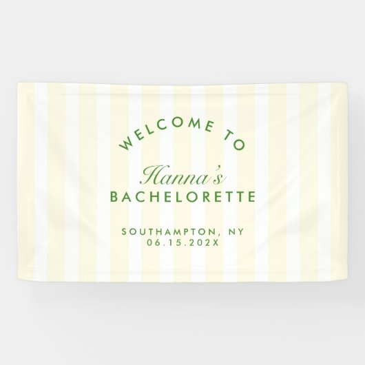 Retro Modern Groen & Geel Bachelorette Spandoek (Horizontaal)