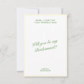 Retro Modern Groen & Geel Bruidsmeisje Voorstel Kaart (Voorkant)