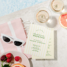 Retro Modern Groen & Geel Vrijgezellenweekend Kaart