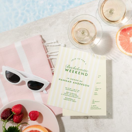 Retro Modern Groen & Geel Vrijgezellenweekend Kaart