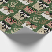 Retro Modern Groen Roze Kerstcadeau Patroon Cadeaupapier (Hoek)