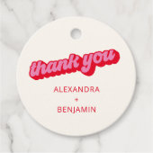 Retro Modern Groovy Bold Pink Red Custom Bedankjes Labels (Voorkant)
