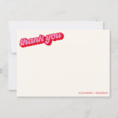 Retro Modern Groovy Bold Pink Red Custom Bedankkaart (Voorkant)