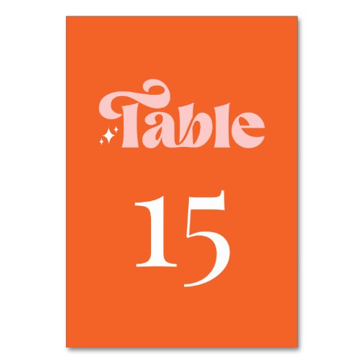 Retro Modern Groovy Script Koraal Roze Sinaasappel Kaart (Voorkant)