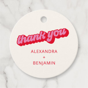 Retro Modern Groovy Vet Rode Aangepast Bedankjes Labels