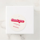 Retro Modern Groovy Vet Rood Roze Custom Bedankjes Labels (In situ)