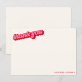 Retro Modern Groovy Vet Rood Roze Custom Bedankkaart (Voorkant / Achterkant)