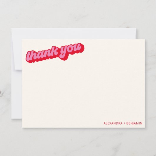 Retro Modern Groovy Vet Rood Roze Custom Bedankkaart (Voorkant)