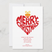 Retro Modern Heart Merry Christmas Love Feestdagenkaart (Voorkant)