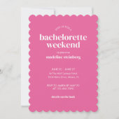 Retro Modern Helder Roze Meisje Bachelorette Kaart (Voorkant)