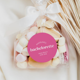 Retro Modern Helder Roze Meisje Bachelorette Ronde Sticker