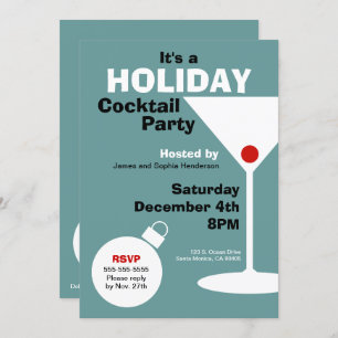 Retro Modern Holiday Party Uitnodiging