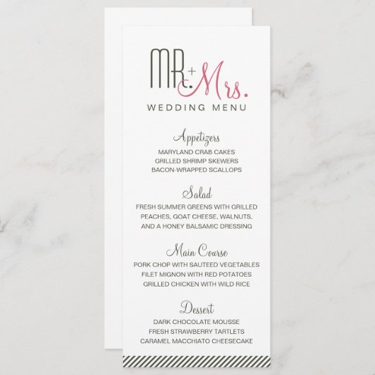 Retro Modern huwelijksmenu Menu (Voorkant / Achterkant)
