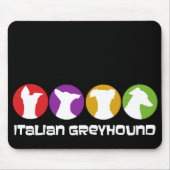 Retro Modern Italiaanse Greyhounds Donkere Muismat (Voorkant)