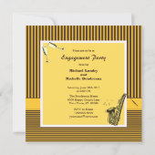 Retro Modern Jazz Engagement Party Kaart (Achterkant)