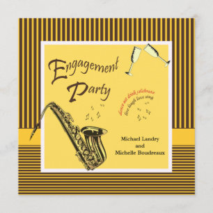 Retro Modern Jazz Engagement Party Kaart