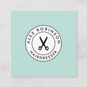 Retro modern kappersapparaat vierkant visitekaartj vierkante visitekaartje