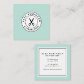 Retro modern kappersapparaat vierkant visitekaartj vierkante visitekaartje (Voorkant / Achterkant)