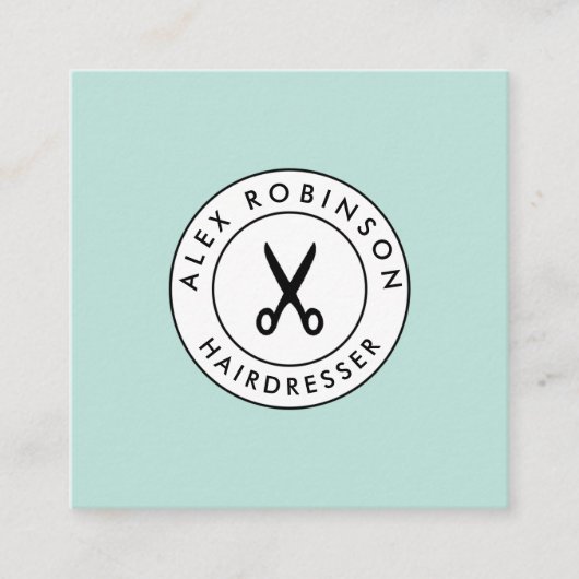 Retro modern kappersapparaat vierkant visitekaartj vierkante visitekaartje (Voorkant)