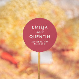 Retro Modern Kersenrood Trouw Dank Je Favoriet Ronde Sticker