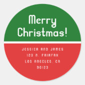 Retro-modern kerst terugzendadres ronde sticker (Voorkant)