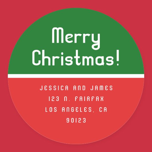 Retro-modern kerst terugzendadres ronde sticker