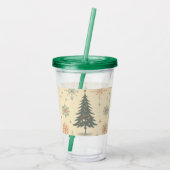 /Retro modern Kerst/winter Acryl Drinkbeker (Achterkant)