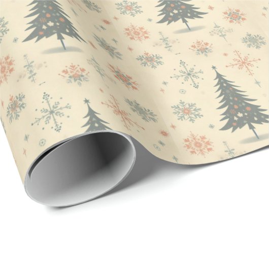 /Retro modern Kerst/winter Cadeaupapier (Rol Hoek)