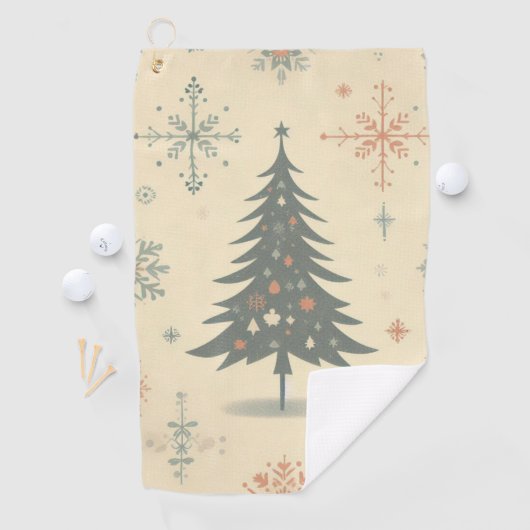 /Retro modern Kerst/winter Golfhanddoek (Insitu)