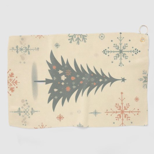 /Retro modern Kerst/winter Golfhanddoek (Horizontaal)