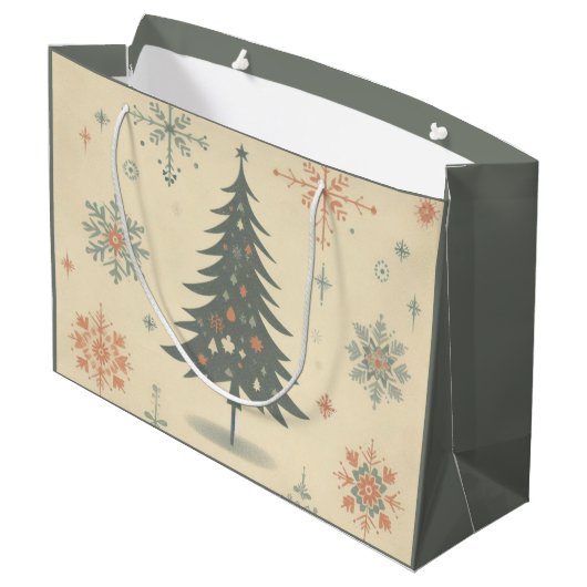 /Retro modern Kerst/winter Groot Cadeauzakje (Achterkant Gekanteld)