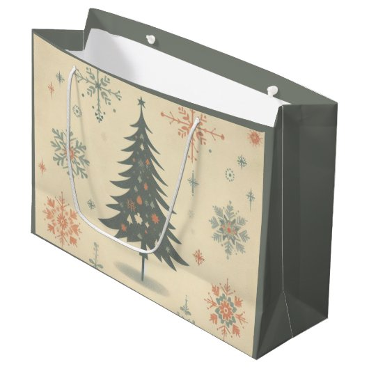 /Retro modern Kerst/winter Groot Cadeauzakje (Voorkant Gekanteld)