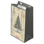 /Retro modern Kerst/winter Klein Cadeauzakje (Voorkant Gekanteld)