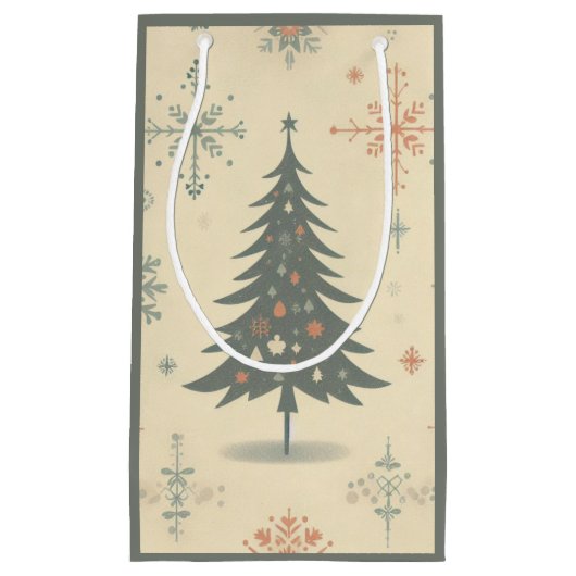 /Retro modern Kerst/winter Klein Cadeauzakje (Voorkant)