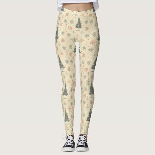 /Retro modern Kerst/winter Leggings (Voorkant)